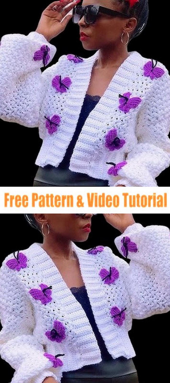 Crochet Pop Jacket Butterfly Free Pattern