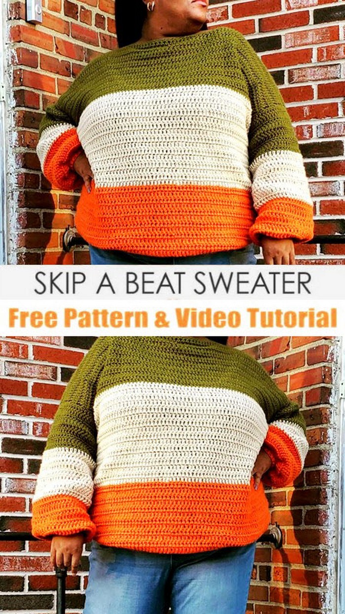 Skip a beat sweater free crochet pattern