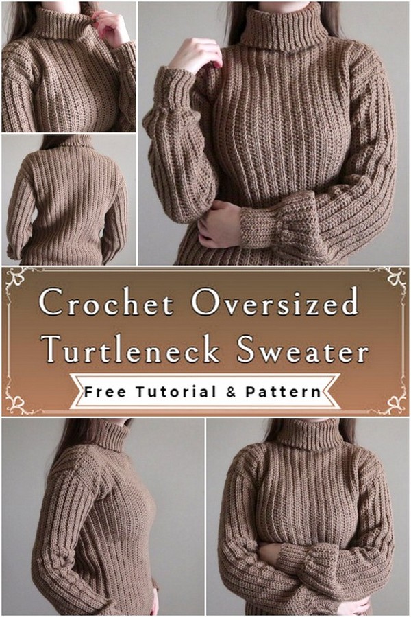 Crochet Oversized Turtleneck Sweater