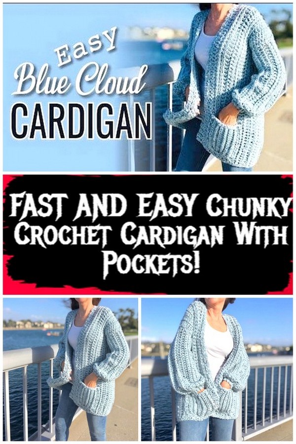 FAST AND EASY Chunky Crochet Cardigan With Pockets!