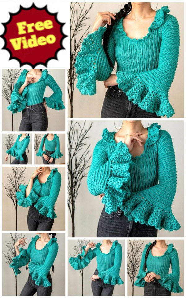 Crochet Bell Sleeve Ruffle To
