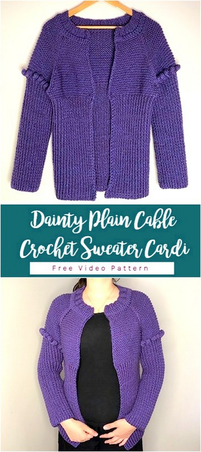 Dainty Plain Cable Crochet Sweater Cardi