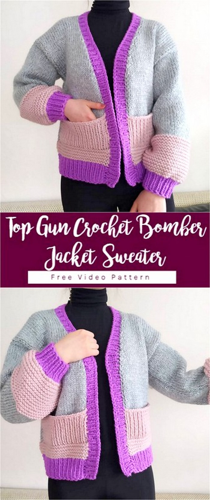 Top Gun Crochet Bomber Jacket Sweater