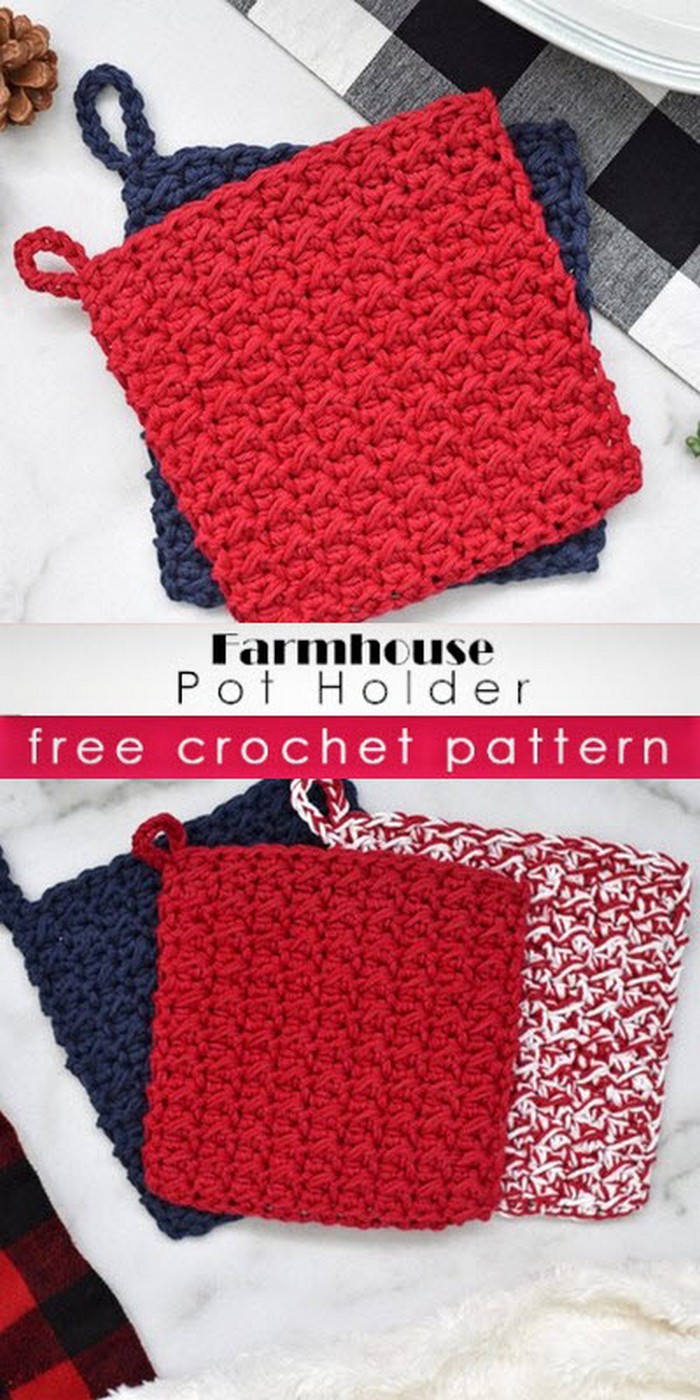 Farm House Pot Holder Free Crochet Pattern
