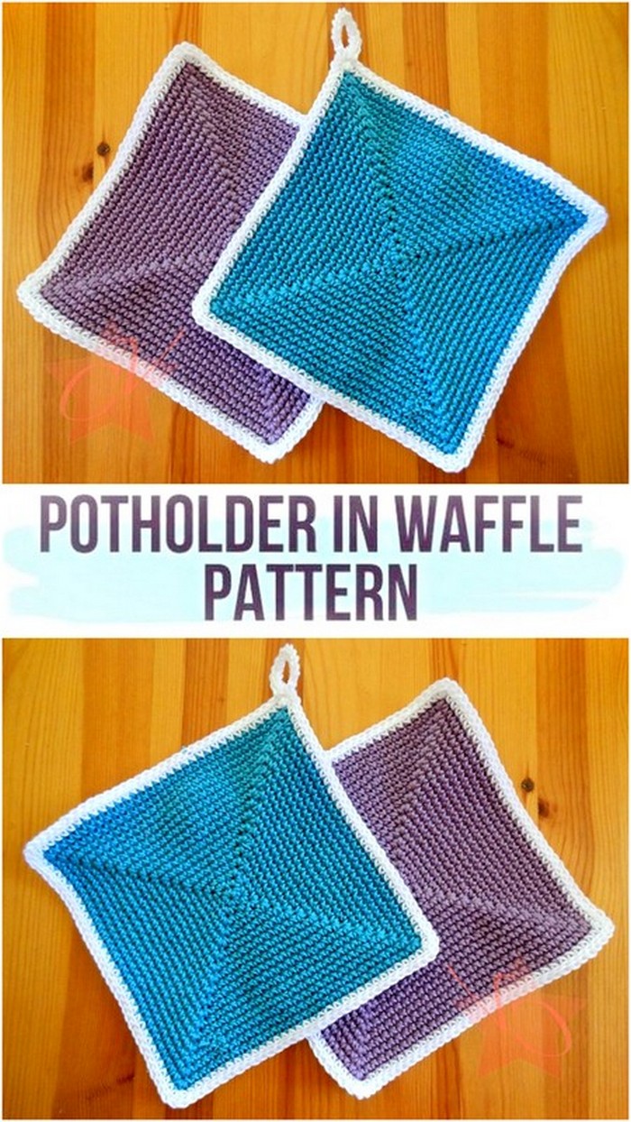 Crochet potholder in waffle Pattern