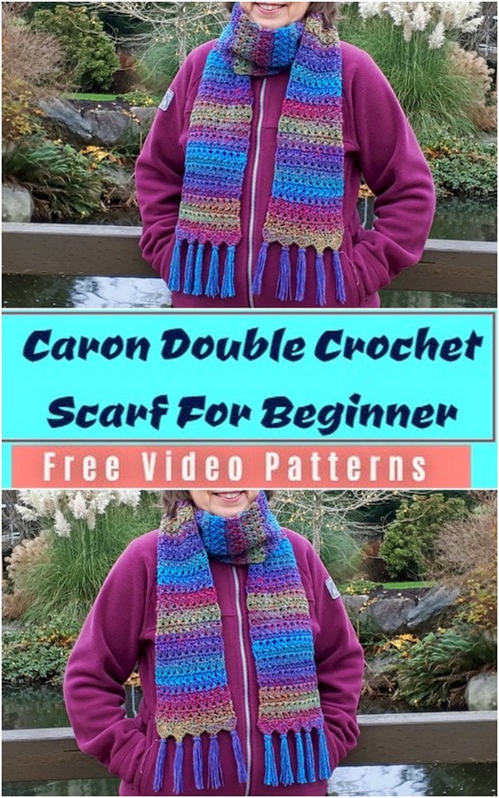 Caron Double Crochet Scarf For Beginner