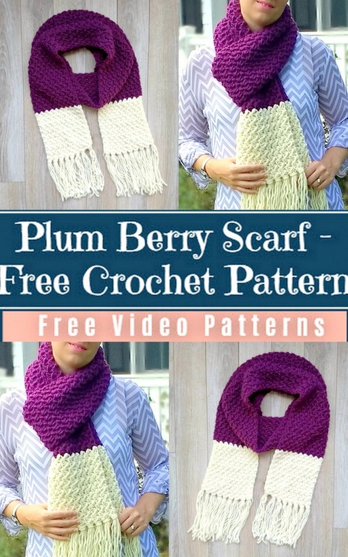 Plum Berry Scarf - Free Crochet Pattern