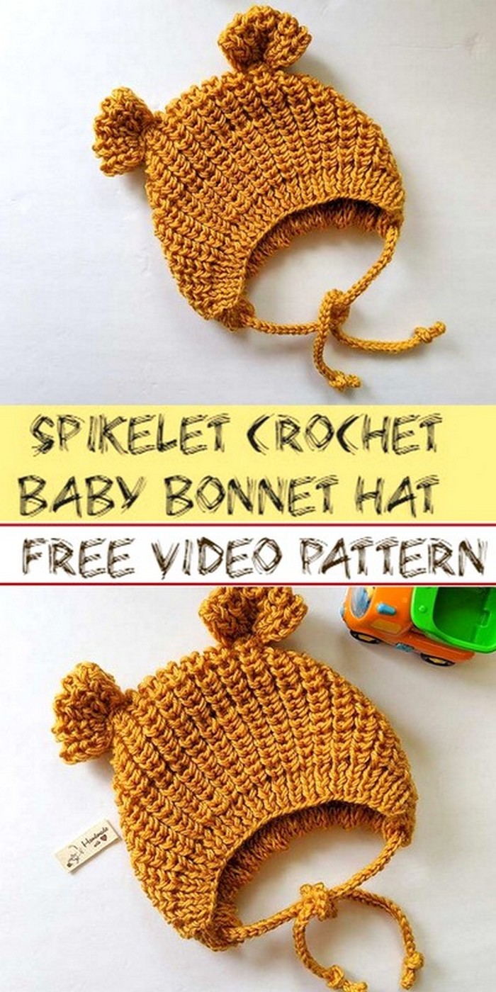 Spikelet Crochet Baby Bonnet Hat