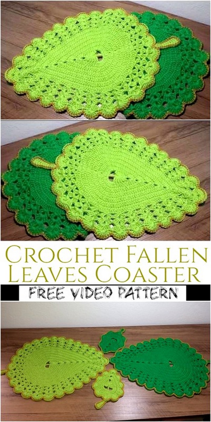 Crochet Fallen Leaves Coaster