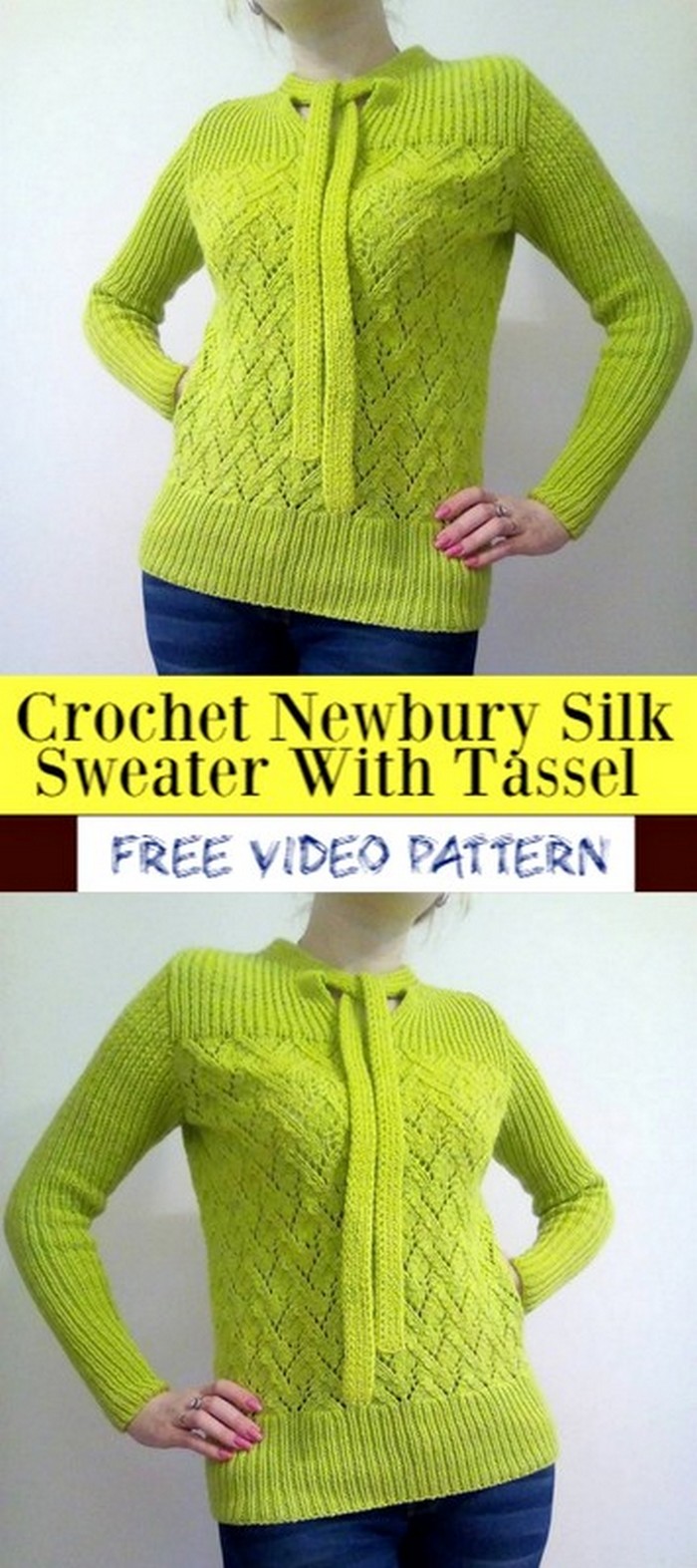 Crochet Newbury Silk Sweater With Tassel