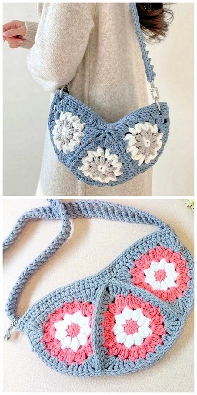 Triangular Motif Crochet Bag: Easy Model and
