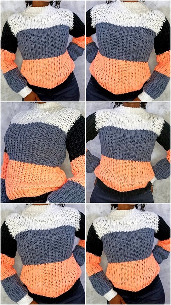 Is Just To Cute Crochet Multi-Colour Block Sweater Pattern