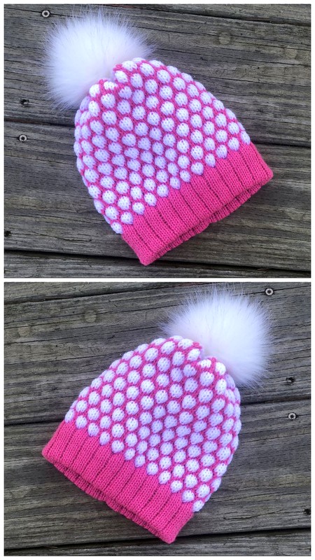 Pink Snowball Crochet Yarn Beanie