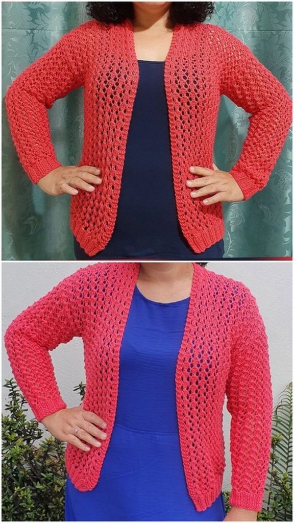 Veste kimono au crochet Femme - Rayures multicolores