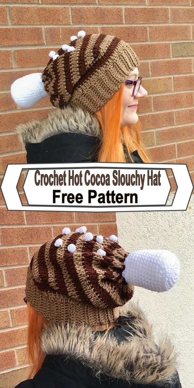 Crochet Hot Cocoa Slouchy Hat Free Pattern