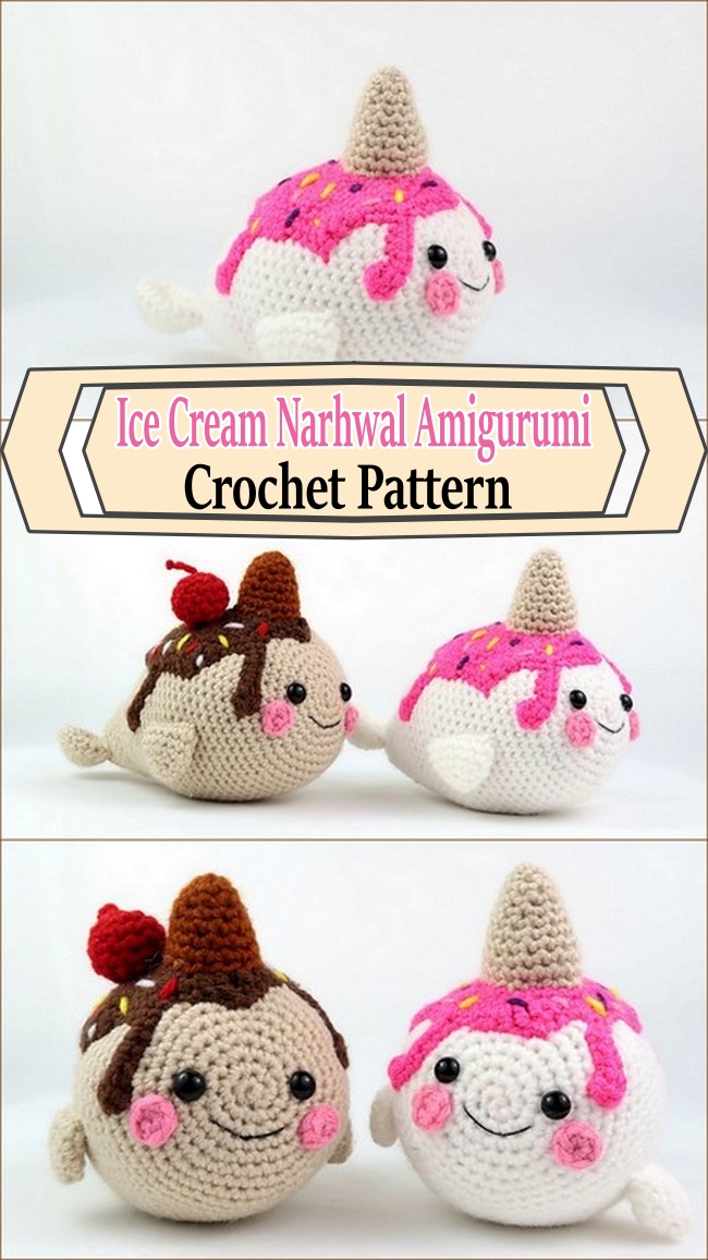 Ice Cream Narhwal Amigurumi Crochet Pattern
