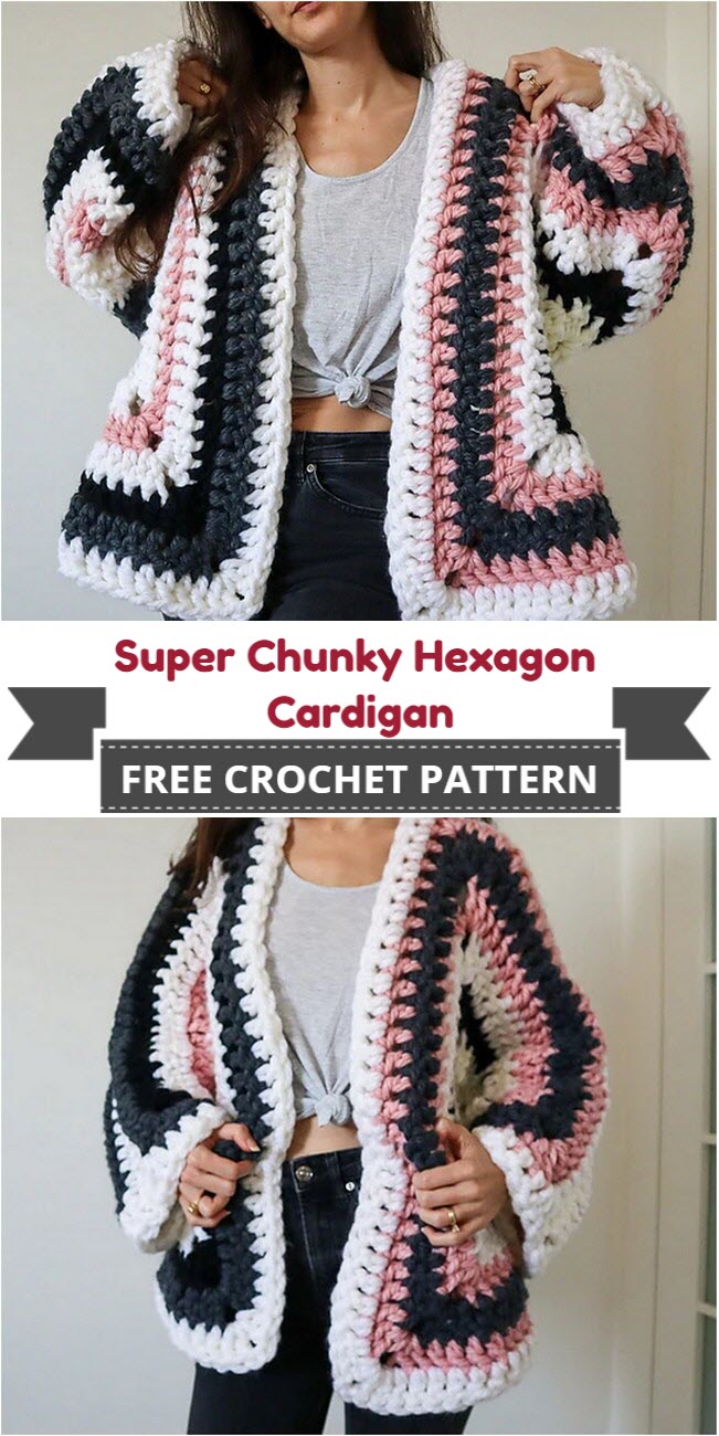 Super Chunky Hexagon Cardigan Crochet Pattern