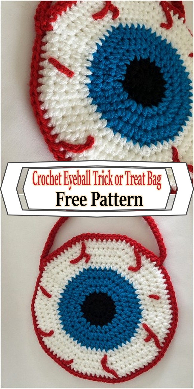 Crochet Eyeball Trick or Treat Bag Free Pattern