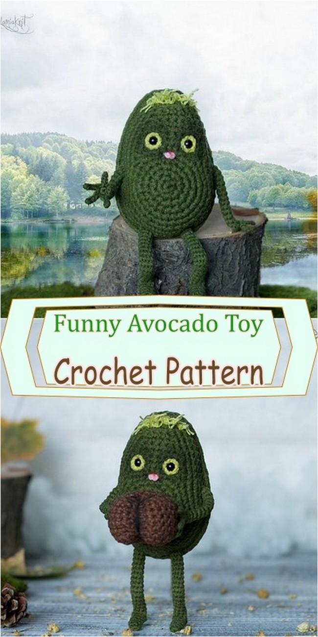 Crochet Funny Avocado Toy