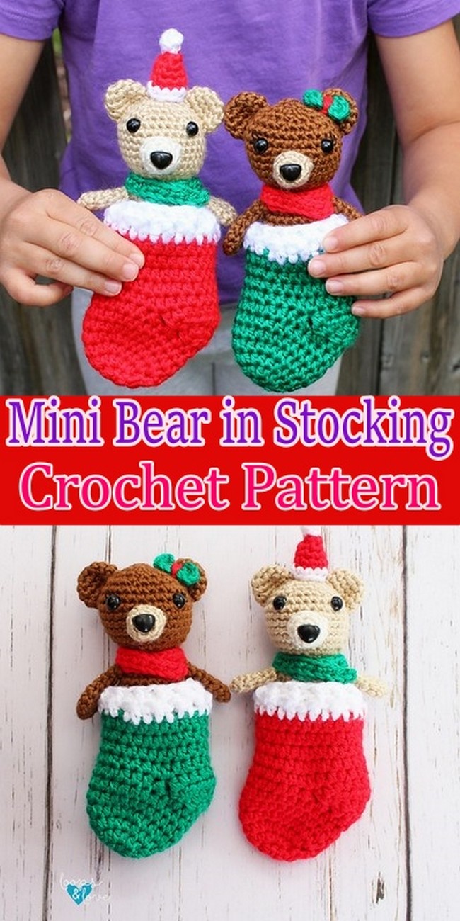 Crochet Mini Bear in Stocking For Beginners