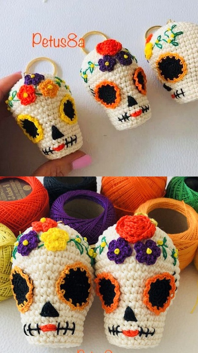 Crochet Skull Keychain Free Patterns