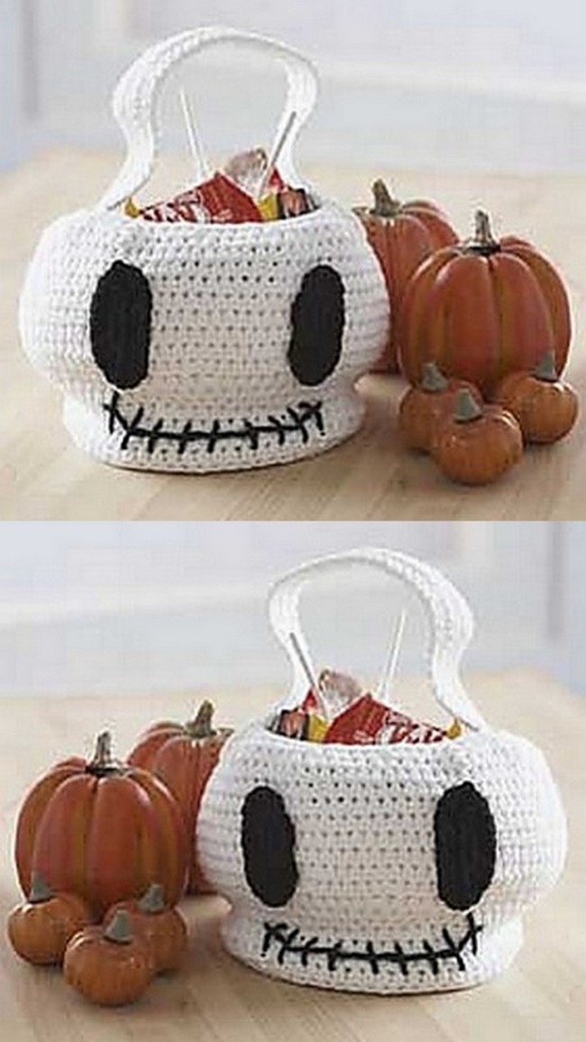 Crochet Skull Trick or Treat Bag