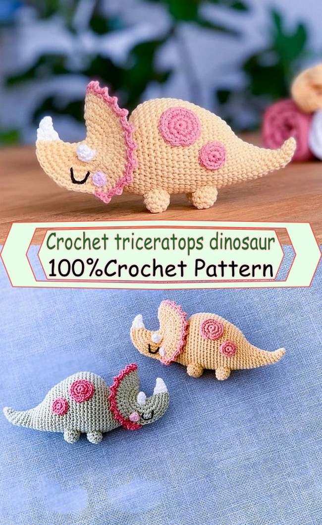 Crochet triceratops dinosaur