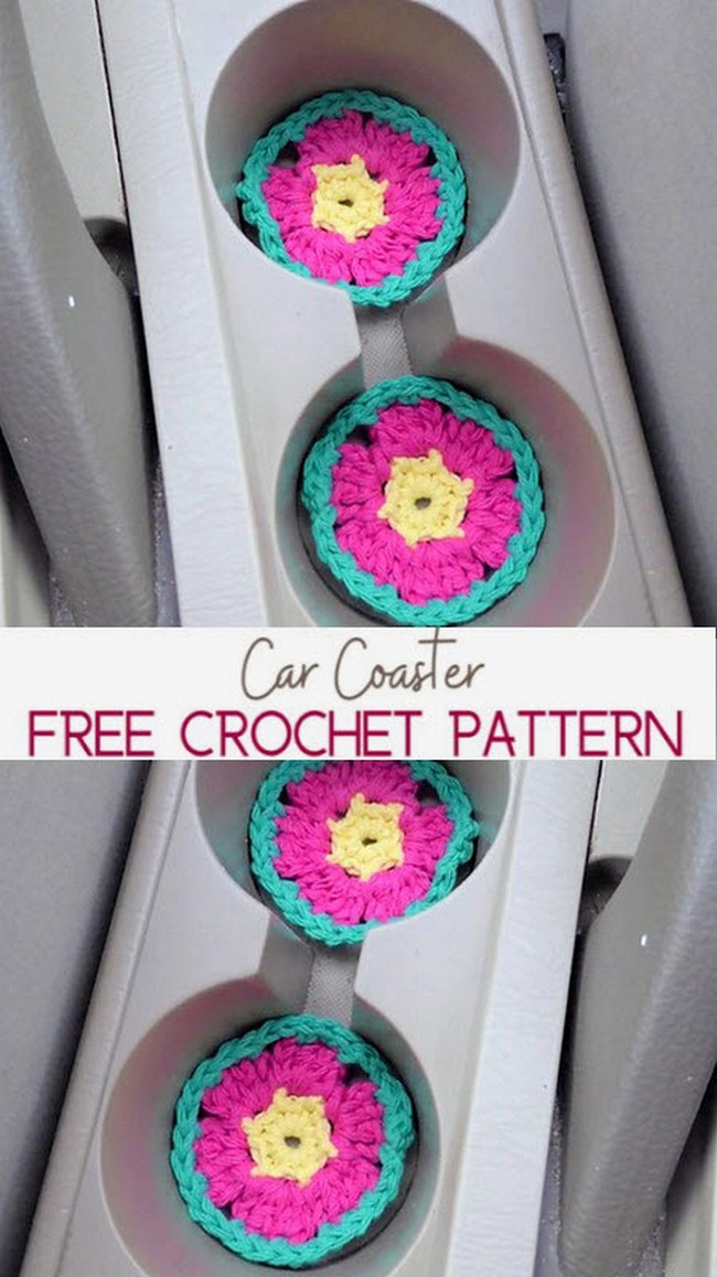 Crochet Flower Car Coasters