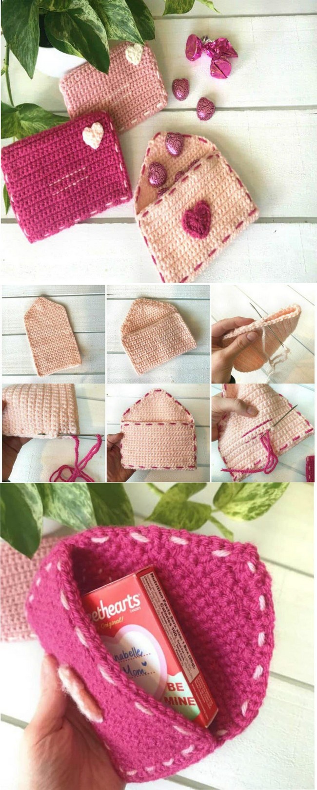 Adorable Crochet Valentine Envelopes