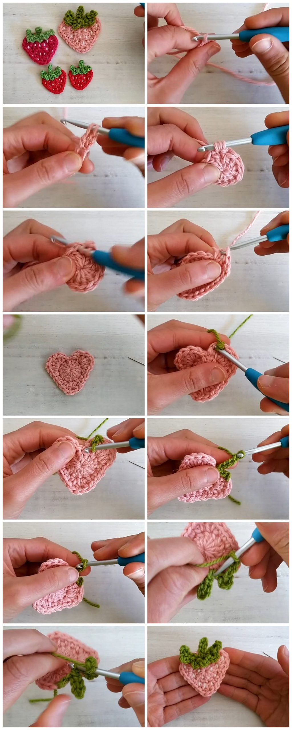 Crochet Strawberry Applique Pattern