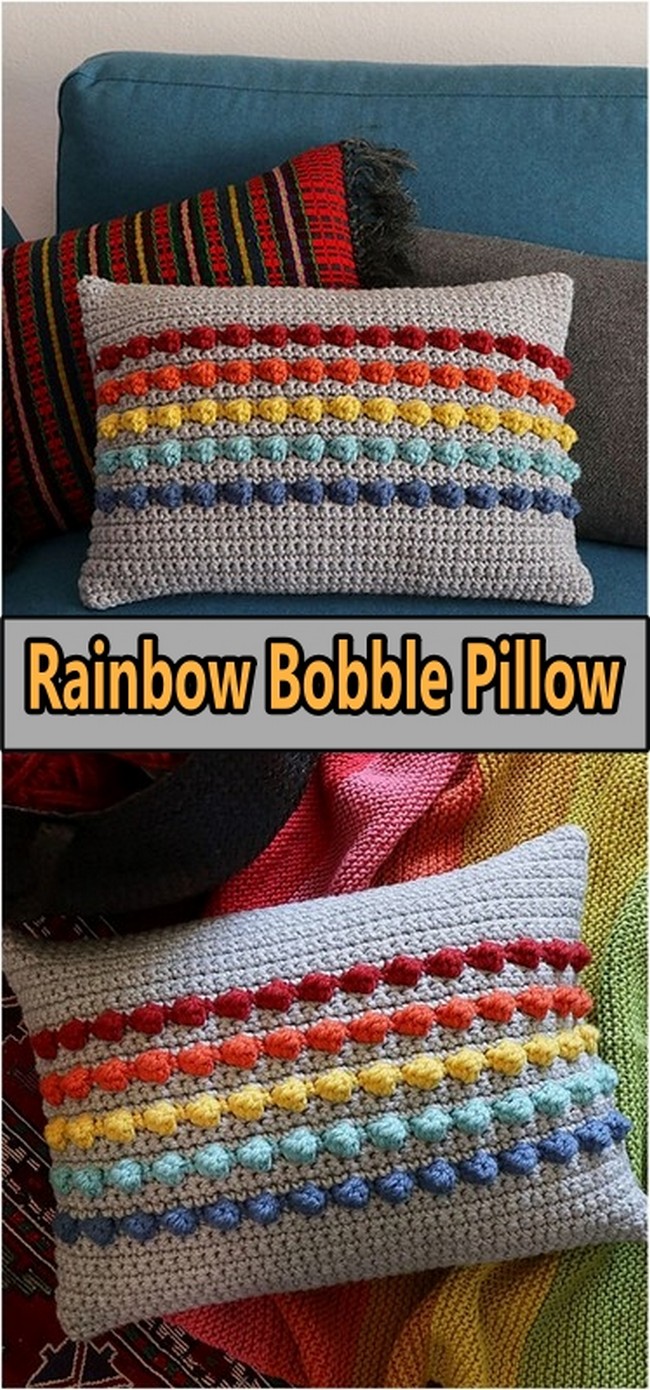 Rainbow Bobble Pillow