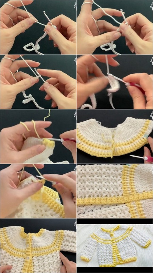Easy crochet baby cardigan sweater pattern 