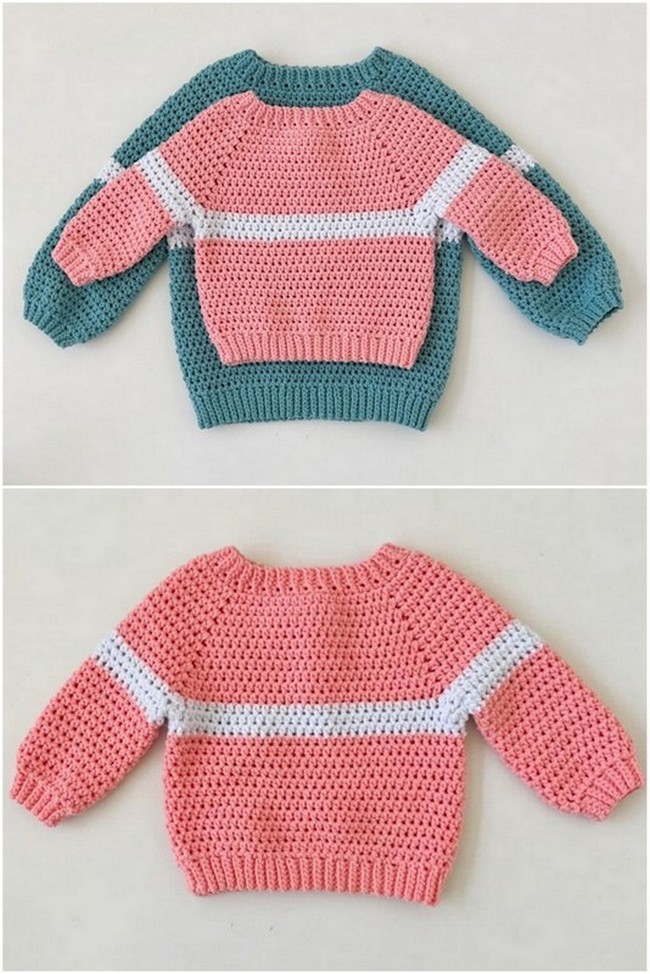 Crochet Simple Stripe Pullover Sweater 