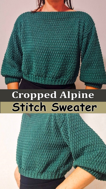 Unique Cropped Alpine Stitch Sweater