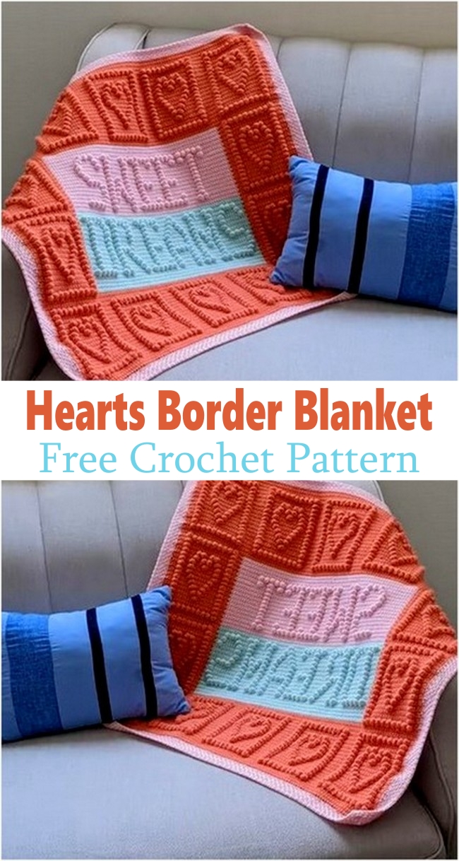 Hearts Border Blanket 