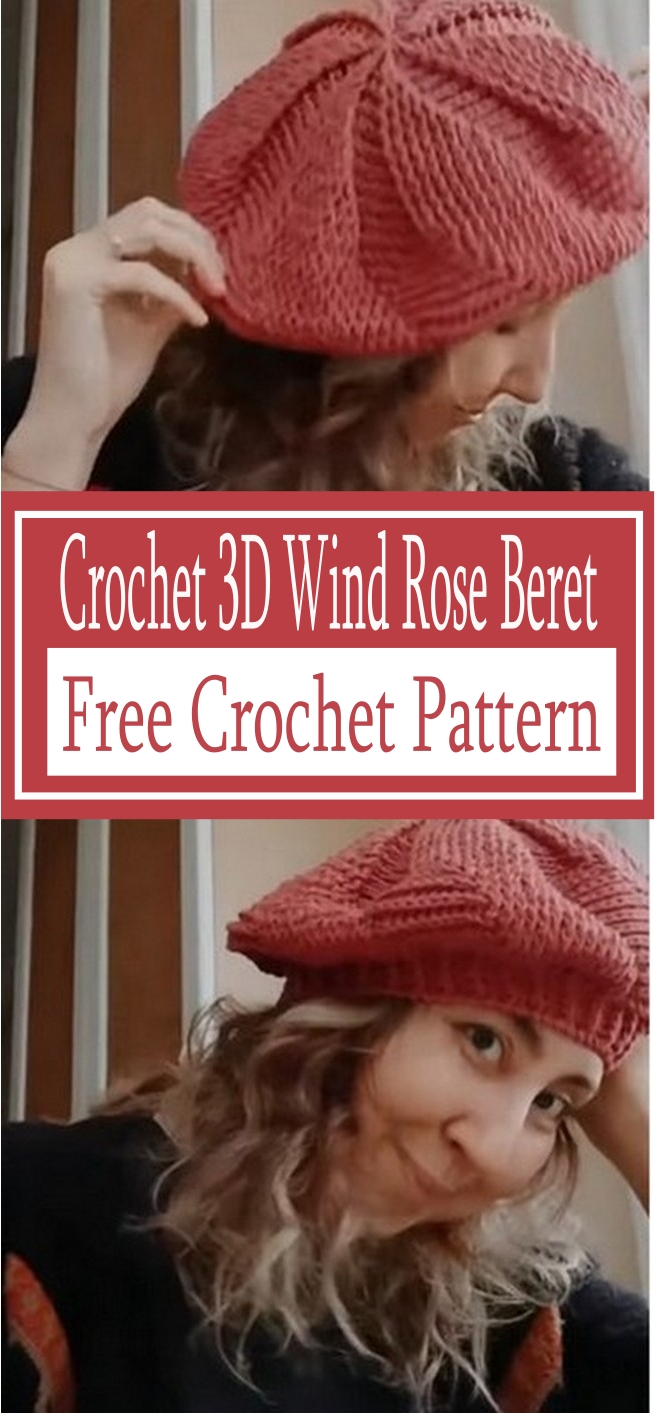 Crochet 3D Wind Rose Beret