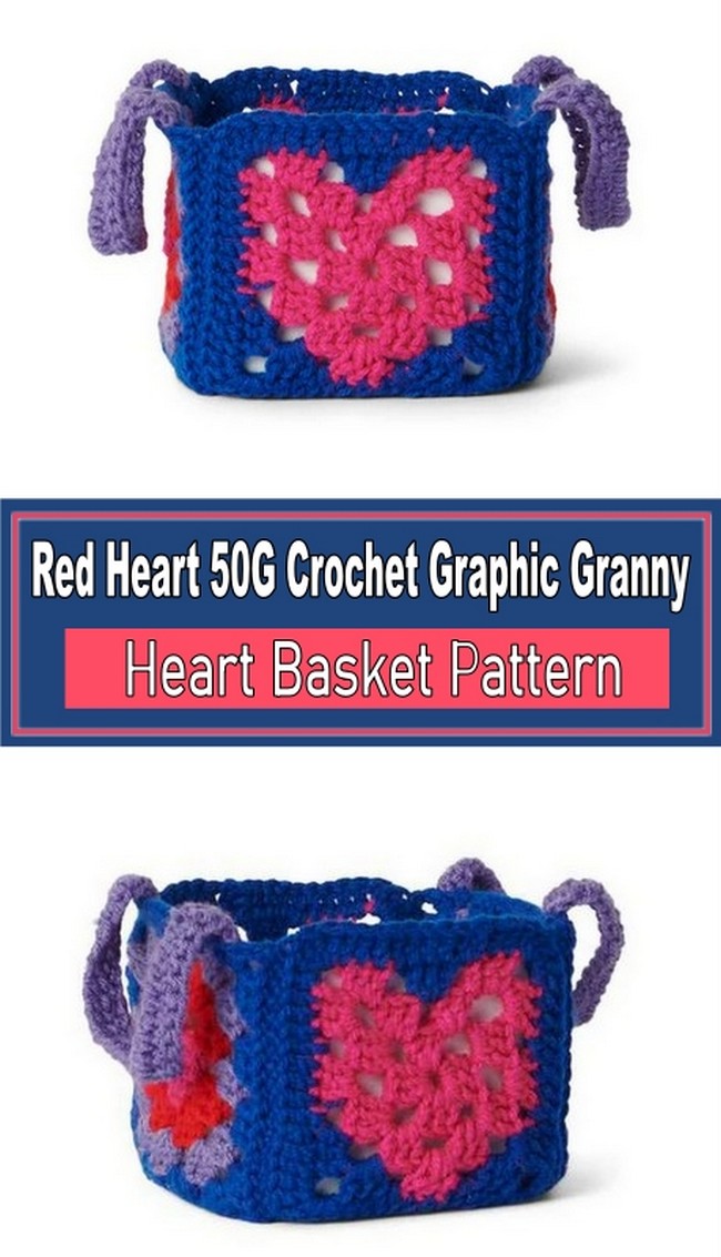 Red Heart 50G Crochet Graphic Granny Heart Basket Pattern