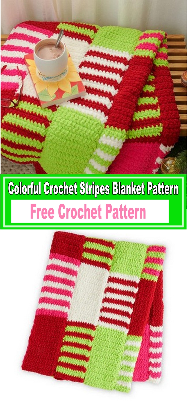 Colorful Crochet Stripes Blanket Pattern