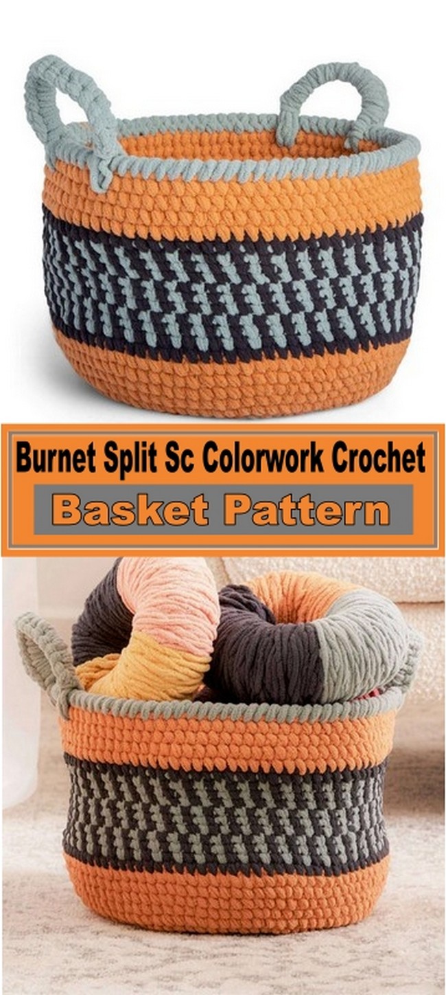 Burnet Split Sc Colorwork Crochet Basket Pattern