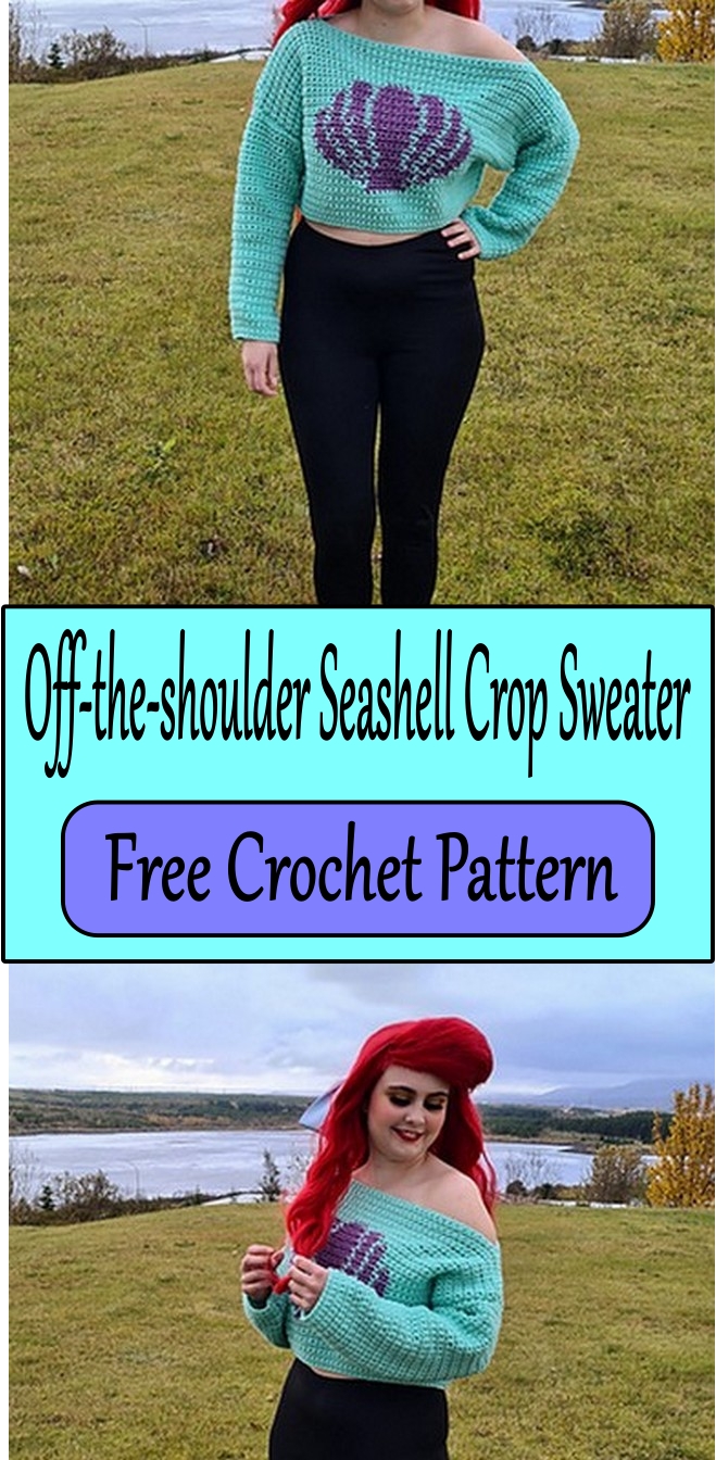 Off-the-shoulder Seashell Crop Sweater