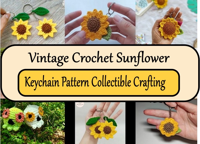 Vintage Crochet Sunflower Keychain Pattern Collectible Crafting