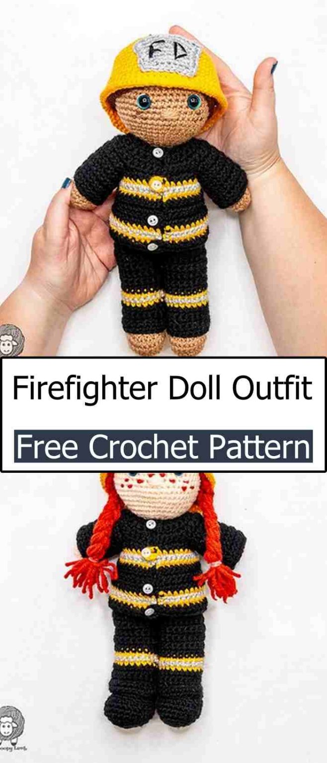 Handmade Crochet Firefighter Doll in Red Uniform – Amigurumi Rescue Hero Toy main image 0