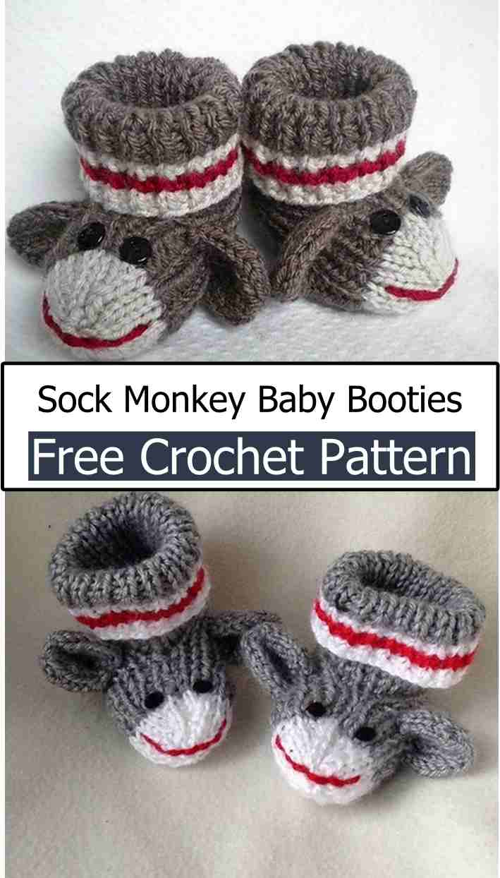 Sock Monkey Baby Booties