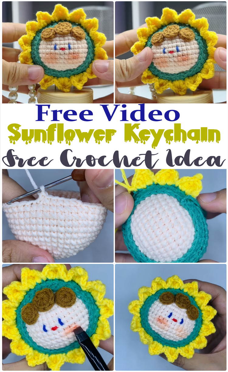 Adorable Crochet Sunflower Keychain