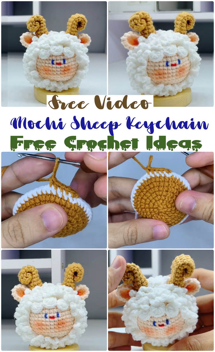 Crochet Mochi Sheep Keychain