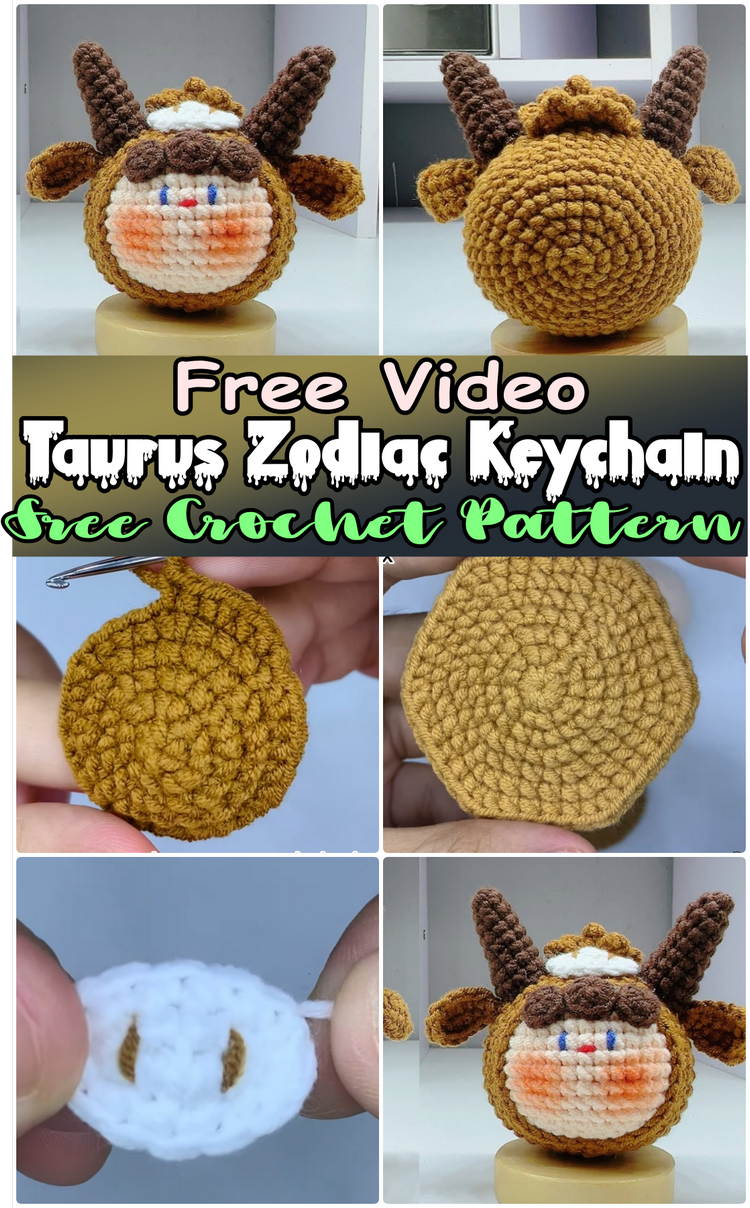 Crochet Taurus Zodiac Keychain Amigurumi