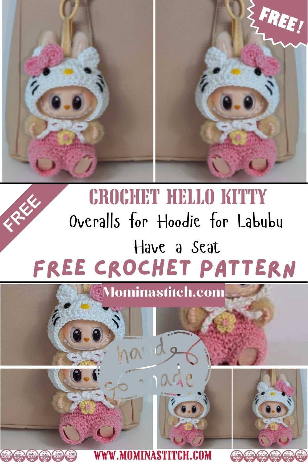 Crochet Labubu Hello Kitty Overalls for Hoodie for Have a Seat