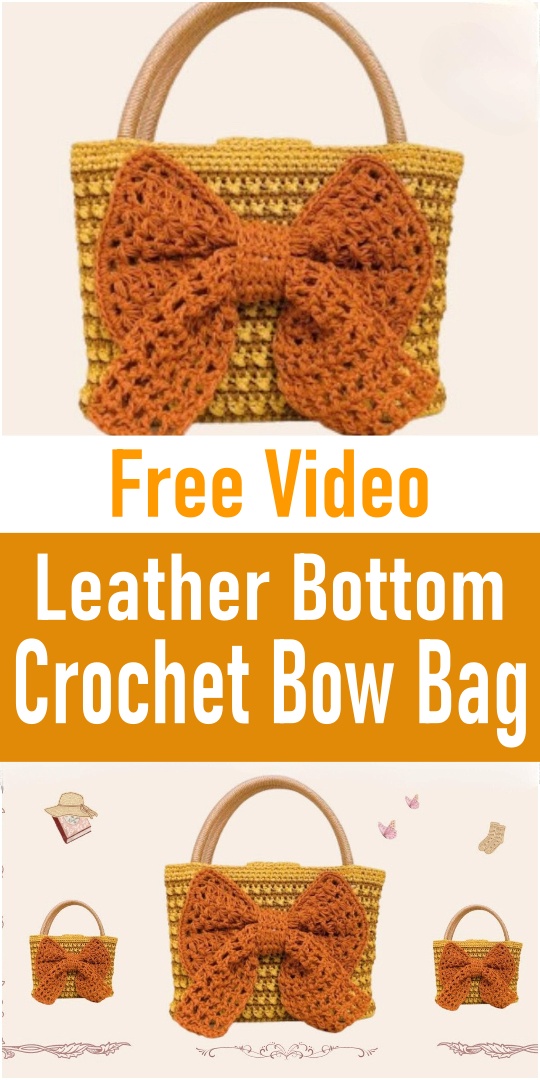 Leather Bottom Crochet Bow Bag