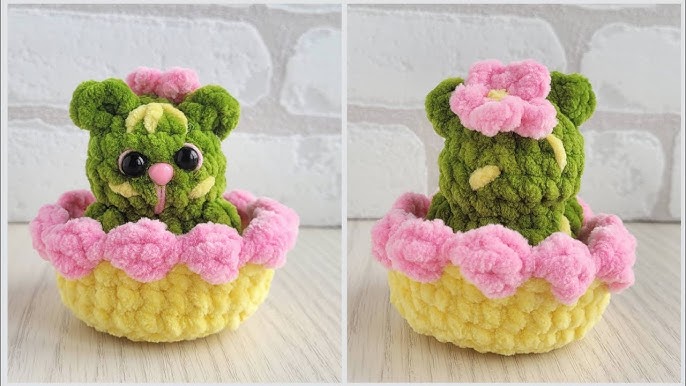 Free Crochet Cactus Cat Basket Amigurumi Cat Plushie Pattern