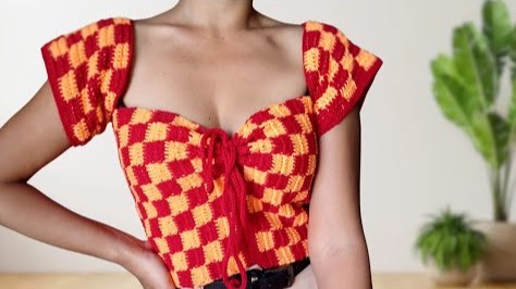 Free Crochet Checkered Summer Crop Top Pattern